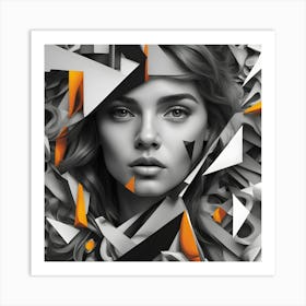 Monochrome face of a young girl Art Print