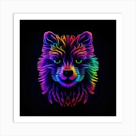 Neon Wolf Head 5 Art Print