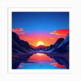 Sunset In The Mountains Art Print