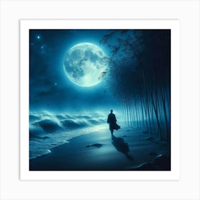 Full Moon On The Beach 2 Art Print