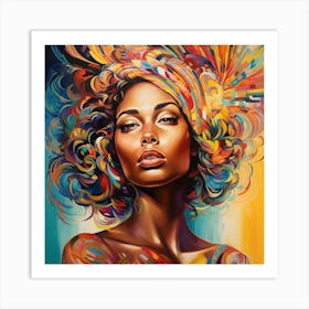 African Woman With Colorful Hair 1 Art Print