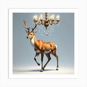 Deer With Chandelier 1 Art Print