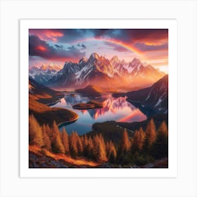 Rainbow In The Mountains Art Print