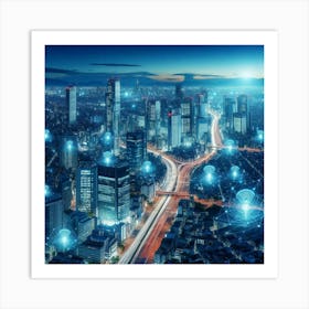 Cityscape At Night 8 Art Print