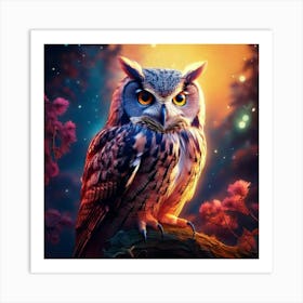 Firefly Magical Owl Perched In Dreamlike Tranquil Setting 929 (2) Art Print