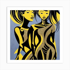 Two Women In Yellow And Black 1 Art Print