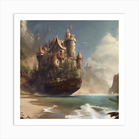 Fantasy Castle On The Beach Art Print