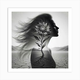 Silhouette of a beautiful woman 3 Art Print