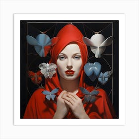 Woman With Butterflies Art Print
