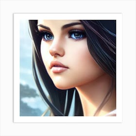 Selena Gomez Hyper-Realistic Anime Portraits Art Print