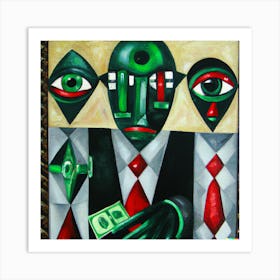 Cubism Oil Painting- Money Blinds Art Print