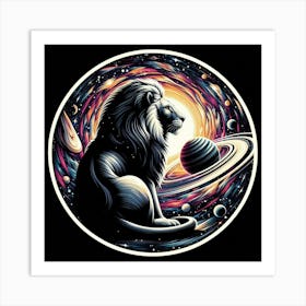 A lion and a cosmic scene 3 Art Print