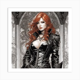 Pencil Art Redhead Art Print