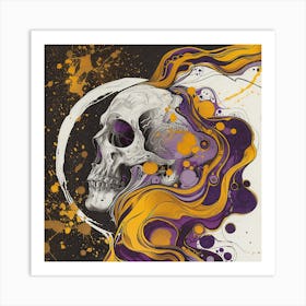 Skull In Purple And Yellow Art Print