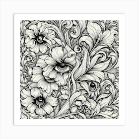 Floral Drawing Art Print