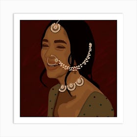 Women in Subcontinental (Pakistani, Indian) Traditional Adornments. Art Print