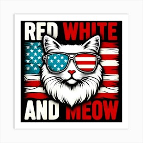 Red White And Meow Art Print