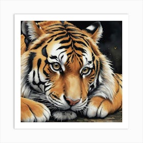 Tiger Doesn't Lose Sleep Animal Art Print 2 Art Print