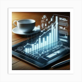 Tablet Computer With Graphs Art Print