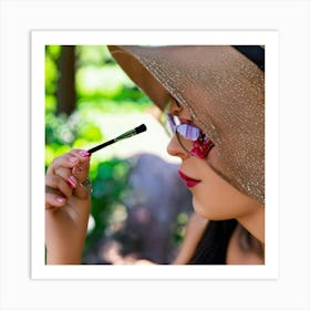 Woman Wearing A Hat And Sunglasses Art Print