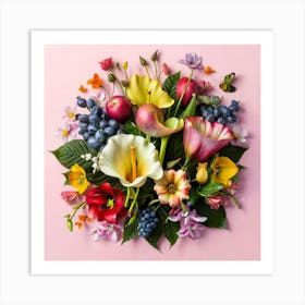 Watercolor paper flowers 10 Art Print