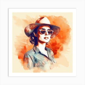 Woman In Hat Art Print