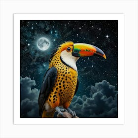 Default Cheetah Tiger Toucan In The Night Sky Art 1 Art Print