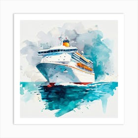 Watercolor Of A Cruise Ship Art Print