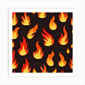 Flames On Black Background 21 Art Print