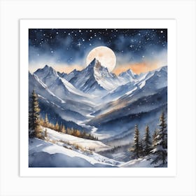 Moonlight In The Mountains 1 Art Print