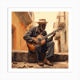 Old Man Playing Guitar 9 Art Print
