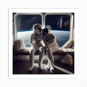 Two Astronauts In Space 1 Art Print