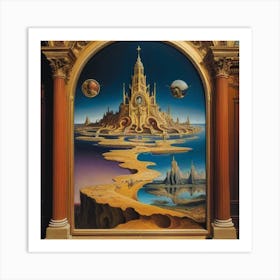 Dreamscapes, artwork that takes viewers on a whimsical journey through a surreal world. Art style_Salvador Dali Art Print