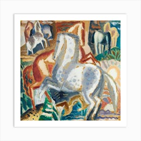 Horses In A Field Art Print