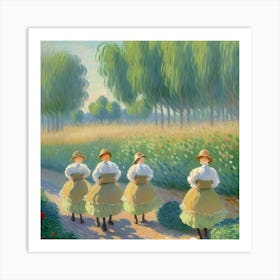 Four Women In A Garden Art Print