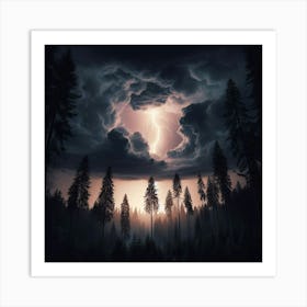 Lightning In The Forest 1 Art Print