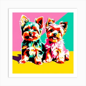 Yorkshire Terrier Pups, This Contemporary art brings POP Art and Flat Vector Art Together, Colorful Art, Animal Art, Home Decor, Kids Room Decor, Puppy Bank - 116th Art Print