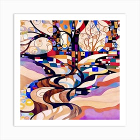 Stylized Trees on the Hill Art Print