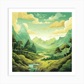 Cartoon Landscape Art Print