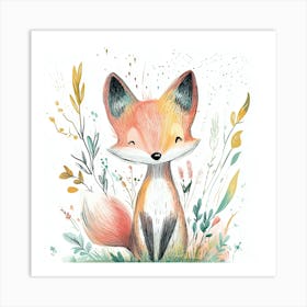 Fox In The Meadow Art Print