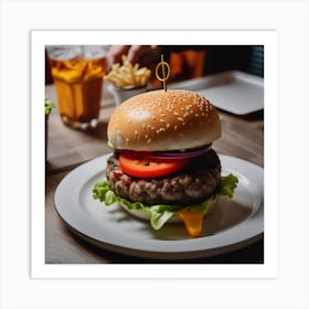 Hamburger On A Plate 67 Art Print