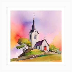 Church On A Hill Art Print
