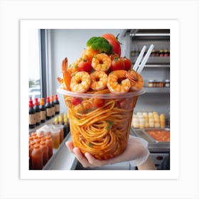 Bowl Of Shrimp Spaghetti Art Print