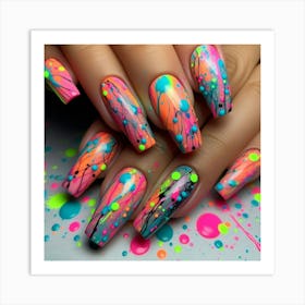 Neon Nail Art Art Print