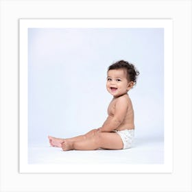 Beaming Infant Grinning Widely Seated In A Softly Lit Studio Space Pastel Colored Backdrop Offers (6) Art Print