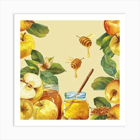 Bees And Apples Art Print