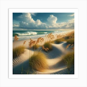 Sand Dunes Sea Oats and Waves Beach Hotel Commercial Art Print