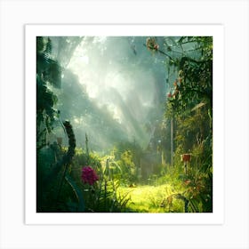 Sunlight peering through Forest Art Print