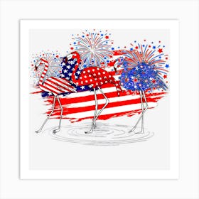 Trending Funny Patriotic Flamingo American Flag 4th Of Art Print