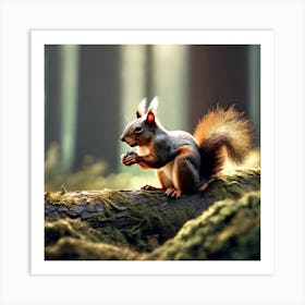 Squirrel In The Forest 211 Art Print